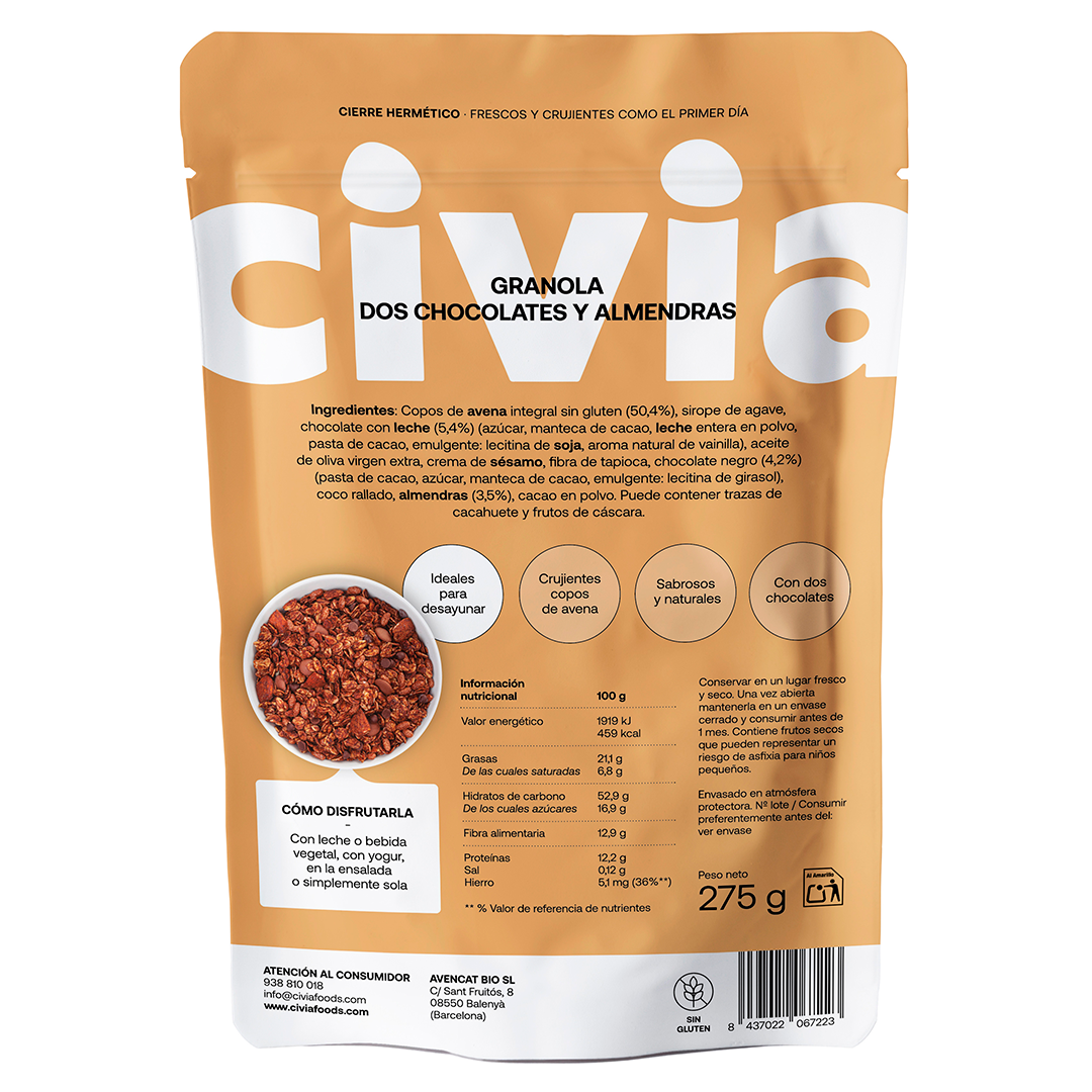 Granola Dos Chocolates y Almendras<br> Sin Gluten · 275g